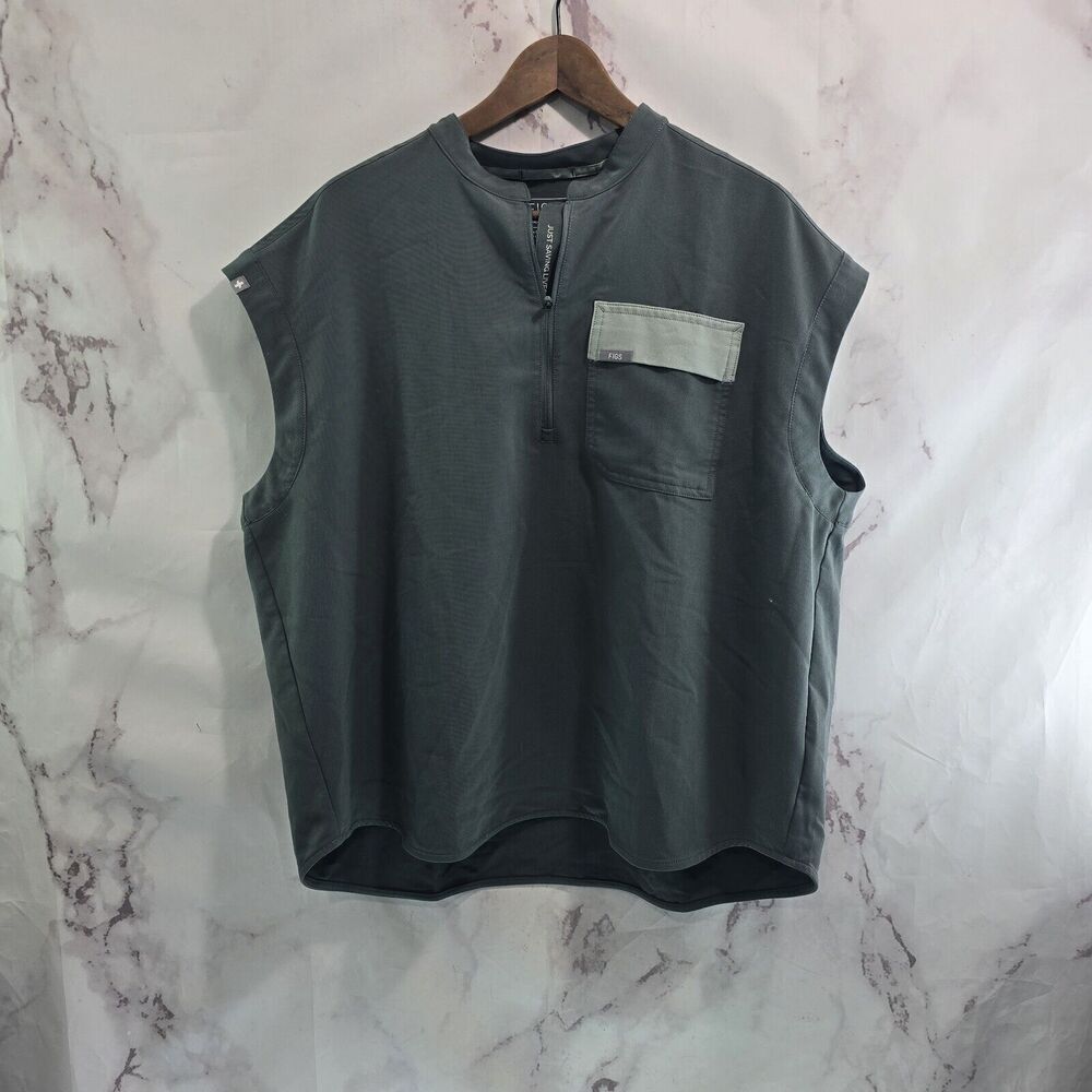 FIGS Top Womens XXL Blue Kisumu Cargo Scrub Quarter Half Zip 1815
